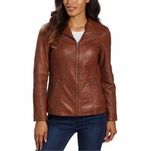Marc New York Andrew Marc Elegant Tan Leather Jacket Size L Casual Work Winter